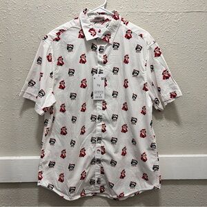 Denim & Flower Gamer Santa Video Game Button Front Men's Short Sleeve Shirt XL